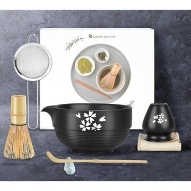 Imagem de WPKLTMZ Conjunto Matcha, 8 peças de kit Matcha japonês, tigela Matcha com bico, batedor Matcha e suporte para cerimônia, conjunto de chá Matcha com colher e toalha de chá, presente para amantes de
