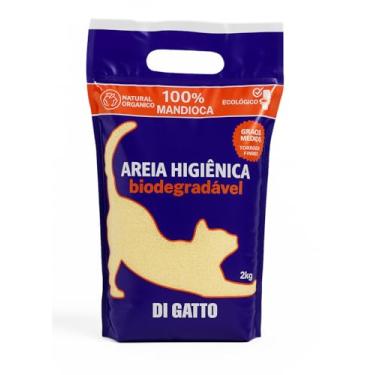 Imagem de Di Gatto Areia Higiênica Biodegradável para Gatos, 100% Mandioca Natural Orgânica, Grãos Médios, 2kg