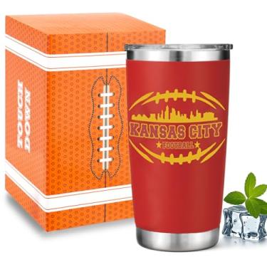 Imagem de Fã de futebol 590 ml copo de café isolado com tampa Kansas City temático merch shop homens mulheres material esportivo equipamentos vestuário chefe equipe decoração acessórios mercadoria marido
