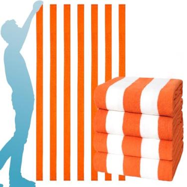 Imagem de Pacote com 4 toalhas de banho extragrandes conjunto de toalhas de praia listradas lençóis de banheiro grandes volumosos macios macios GG grande cobertor de microfibra absorvente hotel turco chuveiro