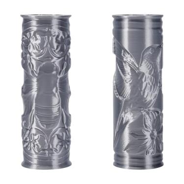 Imagem de UNICRAFTALE 2 peças, 2 estilos, rolo de textura de argila, molde de ácido polilático, para polímeros, argilas, ferramenta de gravação de borboleta, flores, rolos de impressão de cerâmica para