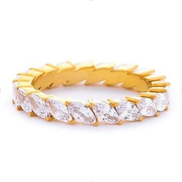 Imagem de STORYJEWELLERY Anéis Eternity para mulheres, anéis de zircônia cúbica, alianças de casamento banhadas a ouro 18K, anel empilhável, presentes para ela, 11, Banhado a latão com ouro 18K, Zircônia cúbica