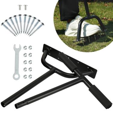 Imagem de FALESOUL Ferramenta aeradora de grama, aerador manual resistente de 83 cm para solos compactados e gramados, aerador de grama antiderrapante com cabo em T com 10 pontas de aço sólido