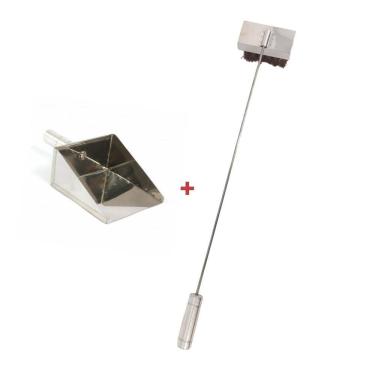 Imagem de Kit Inox Pá De Cinza E Vassoura Piaçava, Limpeza Forno Pizza