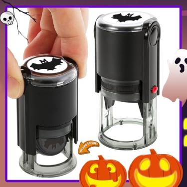 Imagem de Bertiveny Carimbos de morcego autotintados para o dia das bruxas, cartões de artesanato para professores, materiais para confecção de cartões de Halloween, carimbo de morcego para artesanato em papel