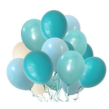 Imagem de Blue White Latex Balloons bulk- Turquoise Teal Balloons for 1st Birthday Boy Baby yuqinBB Shower Frozen Party Decorations 100packs (Blue and White)