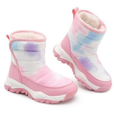 Imagem de Stelle Botas de neve infantis para meninos e meninas inverno frio impermeável antiderrapante sapatos quentes para crianças pequenas, Tie Dye Marshmallow, 9 Toddler