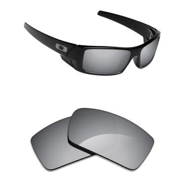 Imagem de Alphax Lentes de reposição espelhadas de titânio prata não polarizadas para óculos de sol Oakley Gascan OO9014