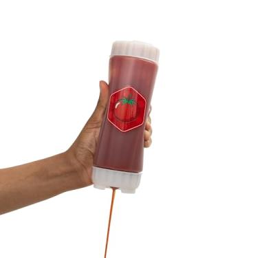 Imagem de Brenium Garrafa de molho de tomate FIFO sem gotejamento – Dispensador de espremer recarregável sem BPA de 510 g com tampa branca para ketchup, Marinara, molho de pizza, molho de macarrão e despejo sem