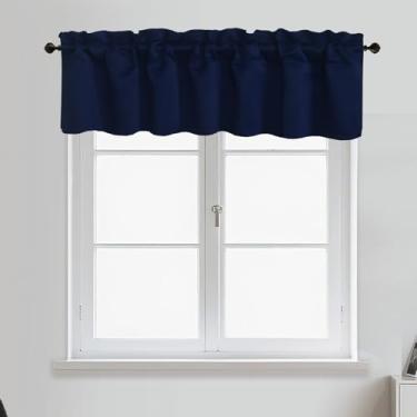 Imagem de Aquazolax Salgadinhos marinhos para janelas, cortinas blackout curtas para sala de estar/quarto/banheiro/porão 132 x 35,5 cm, 1 painel em azul marinho