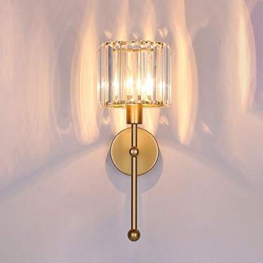 Imagem de HOSETEON Luminária de parede ng, Arandela de parede Cryal Luminária de parede de metal geométrico interno, luminária de parede de montagem embutida moderna lâmpadas de cabeceira r corredor cabeceira