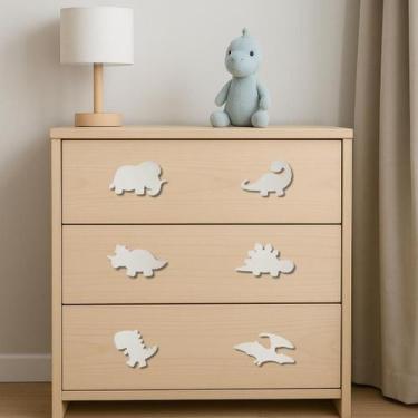 Imagem de Kit 6 Puxadores de Gaveta Dinossauros  Diversas Cores - Espaço 3d, Bra