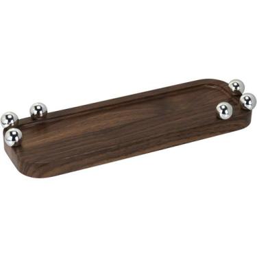 Imagem de Bandeja Retangular Homeco Esfera Plástico Mdf 2x10x30 Marrom - HOME&CO