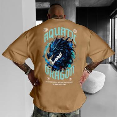 Imagem de Camiseta Oversized Algodão Street Academia Gym Treino Aquatic Dragon -