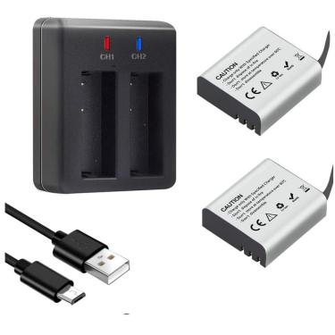 Imagem de Carregador Duplo Micro-USB + 2 Baterias Extras para Akaso V50X