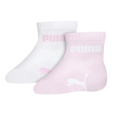 Imagem de Kit 2 Pares de Meia Puma Bebê Cano Baixo - Rosa  e Branco