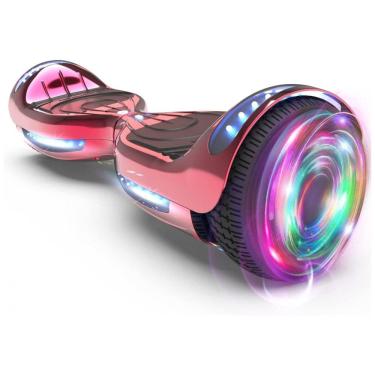 Imagem de Hoverboard Certificado HS2.01 Cromado Vermelho com Rodas LED Flash, Bluetooth e Luzes LED