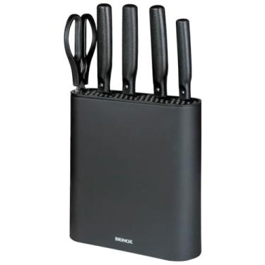 Imagem de Brinox - Jogo de Facas com Suporte Cepo Inox Action 6 peças - Preto