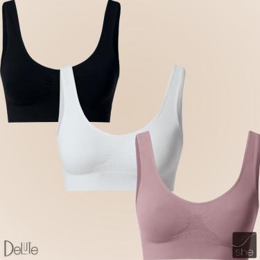 Imagem de Kit Com 3 Tops Sem Bojo Costura Regata Microfibra Academia Fitness-Feminino