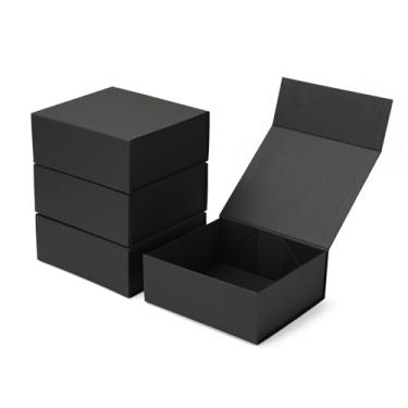 Imagem de Ditwis Pacote com 4, caixa de presente magnética preta de 19 x 18 x 7 cm