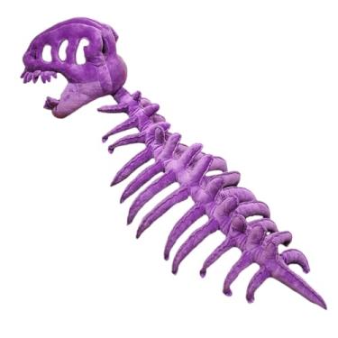 Imagem de MotiveTech Fantasia de esqueleto de dinossauro para meninos e meninas, fantasia de Halloween, capa de cabeça para festa, Roxo