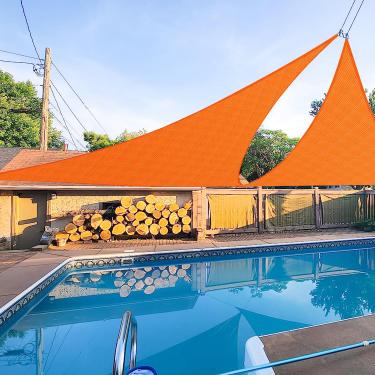 Imagem de E&K Sunrise 16' x 16' x 16' Sun Shade Sail Triangle Toldo Toldo Cobertura UV para Pátio Quintal Jardim Exterior (Laranja)
