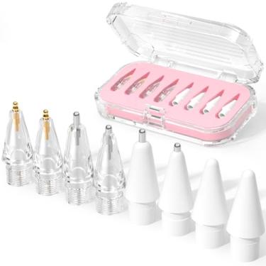 Imagem de JOOSKO Pacote com 8 pontas de substituição atualizadas para Apple Pencil Pro/USB-C/2ª geração/1ª geração (com estojo de armazenamento), pontas de metal mistas resistentes ao desgaste para acessórios