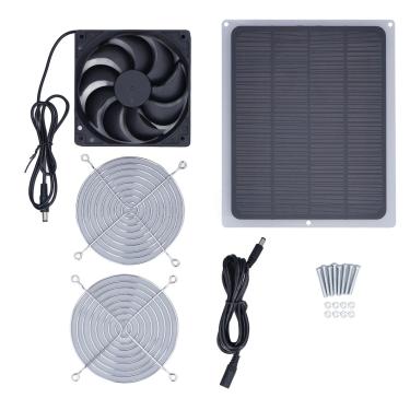 Imagem de Ventilador de painel solar de 6 W com rede de proteção impermeável para estufa, ventilador solar para estufa, kit de ventilador de painel solar, galpão, casa de estimação, kit de ventilador de painel