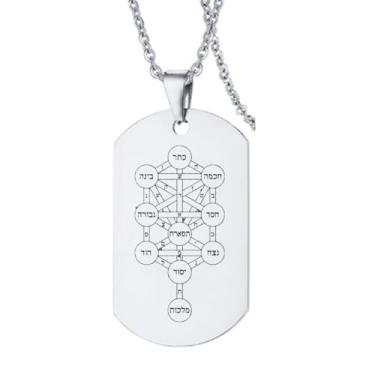 Imagem de ForeverWill Pingente de árvore da vida da cabala judaica cabalística dez sefirot astrológica aço inoxidável geometria sagrada simbo amuleto talismã colar corrente kabala israel joia hebraica, Aço