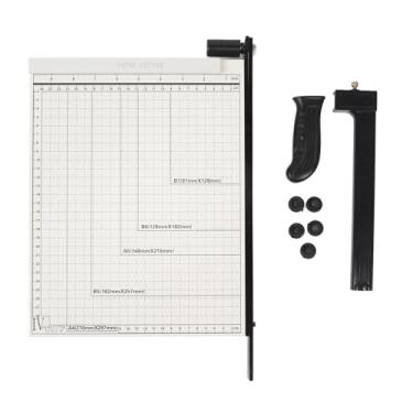 Imagem de Cortador de papel profissional A4 manual empilhado aparador de papel multifuncional eficiente balança precisa máquina de corte seguro para escritório casa uso escolar cor branca 32 x 26 x 4 cm