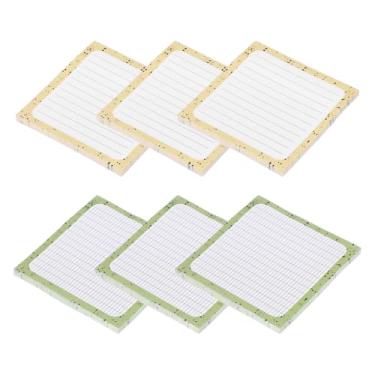 Imagem de PATIKIL Notas adesivas fofas, 7 x 7 cm, 6 blocos, 300 folhas, blocos autoadesivos post-its com linhas para sala de aula, escritório, suprimentos essenciais, amarelo creme/verde creme