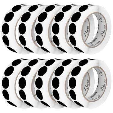 Imagem de Perco Etiquetas adesivas pretas perfuradas de 2,5 cm — 10 rolos, 10.000 adesivos redondos — com adesivo permanente para gerenciamento de inventário, codificação de cores, vendas de garagem, artesanato