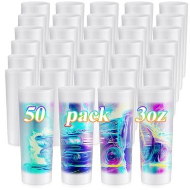 Imagem de Hsei 50 peças de copos de shot fosco de sublimação de 85 g Copos de dose de sublimação em branco copos de vidro personalizados com base pesada para vinho, cerveja, vodca, uísque e expresso