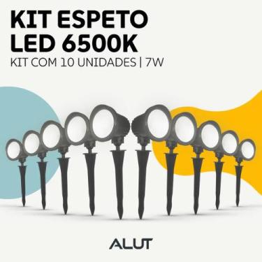 Imagem de Kit 10 Luminarias Led Jardim Espeto 7W 3000k, 6500k ou Verde a prova d