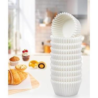 Imagem de Forros de bolo antiaderentes padrão de 100 peças para assar, naturais, Greasepro de forros de muffin de papel, bandejas de copo de cozimento de grau alimentício para bolos, muffins e nozes, branco