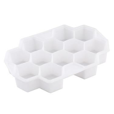 Imagem de 2 moldes de gelo em forma de favo de mel com tampa para freezer, máquina de gelo portátil, grade transparente
