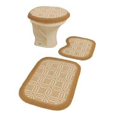Imagem de Tapete para Banheiro, Kit Tapete Banheiro 3 Peças, 42×45cm,Confortável Sob Os Pés, Esteticamente AgradáVel e DuráVel tapete banheiro,tapete para banheiro(CARAMELO B)
