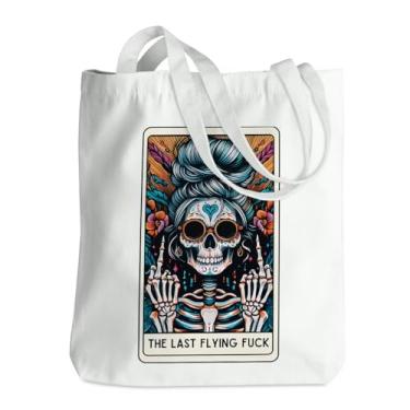 Imagem de Carta de tarô de esqueleto engraçado caveira gótica bruxa material de bruxaria suprimentos de lona gótica sacola de compras reutilizável 04, Skeletoncard 00869, 13.8 x 16 inches