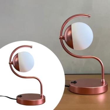 Imagem de Abajur Curvado Jabuticaba Aluminio Bivolt Com Globo Fosco 10cm Soquete G9 - ROSE GOLD - ROSE GOLD - 110V/220V