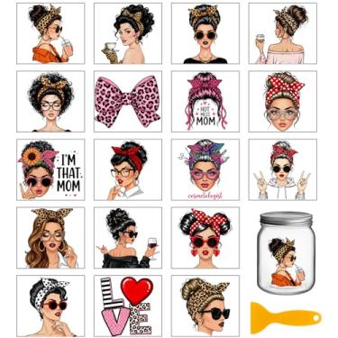 Imagem de GLOBLELAND Adesivo feminino moderno com 18 folhas para vaso 9,98 x 9,08 cm de bolinhas UV DTF adesivos coloridos para transferência de óculos modernos para decoração de garrafas de vidro de móveis