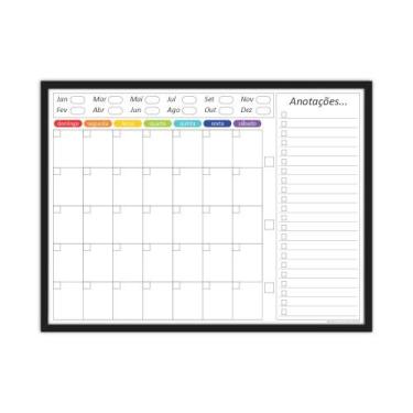 Imagem de Quadro Planejamento Mensal Planner Com Moldura MOD02 67 x 50 cm - Micr