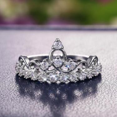 Imagem de Anéis de noivado de zircônia cúbica branca banhada a ouro branco, alianças de compromisso, festas noturnas, presentes de dia dos namorados, alianças de eternidade para mulheres, 8, Cobre, Sem pedra