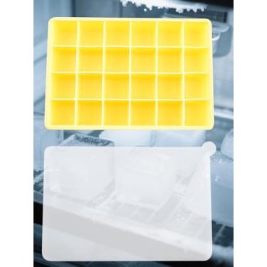 Imagem de Molde de cubo de gelo de 24 grades com tampa, flexível de liberação fácil, máquina fresca de verão, amarelo