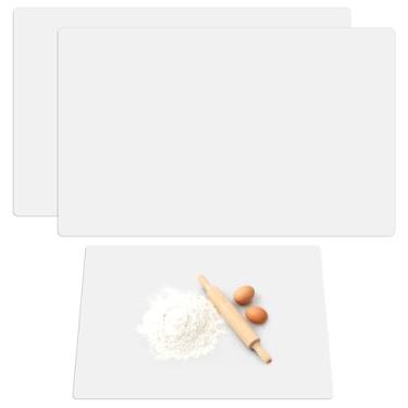 Imagem de VOKOY Pacote com 2 tapetes de silicone para artesanato, 60 cm x 40 cm, grande tapete de pintura de silicone, folha de silicone transparente para bancada de cozinha, assar, argila, artes - resistente