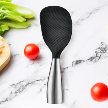 Imagem de Colher de silicone para arroz, aço inoxidável, alça de cozinha, colher de arroz antiaderente, espátula de cozinha