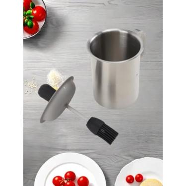 Imagem de Escova para churrasco com panela de molho - Conjunto de grelha de aço inoxidável para churrasco