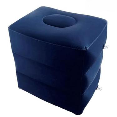 Imagem de Almofada Apoio Descanso Pés Inflável Crianças Viagem Avião Carro (azul-marinho)