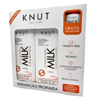 Imagem de KNUT - Kit Presente Milk com Shampoo 250ml, Condicionador 200ml e Mini Máscara 30g - Hidratação Profunda para Cabelos Quimicamente Tratados - Sem Parabenos, Sem Ftalatos, Cruelty Free