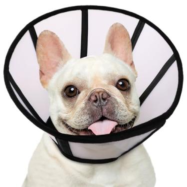 Imagem de KOESON Cone de cachorro, coleira de recuperação para cães pararem de lamber, cone de pescoço macio para animais de estimação após a cirurgia com escudo transparente destacável, cones de coleira de