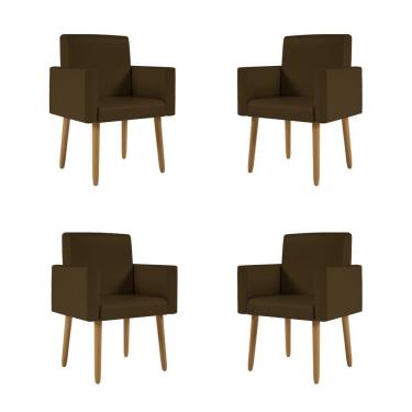 Imagem de Kit 4 Poltronas Nina Decorativa Recepção Sala Oferta Courino Cor:courino Marrom